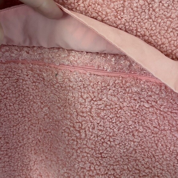 Adidas Pink Sherpa Pullover Sweatshirt Teddy Jacket Sz Small High Neck Oversized - Picture 5 of 10